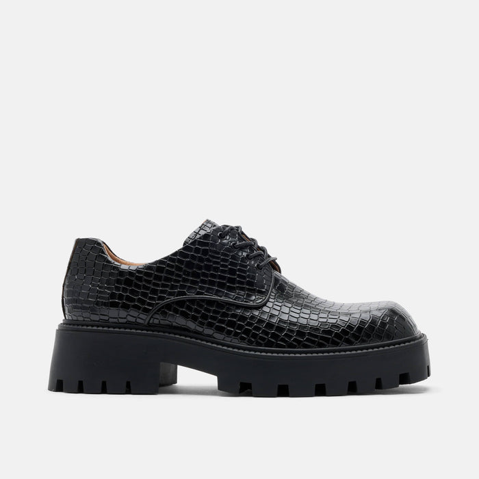 Kryos Black Croc Leather Lug Derbys