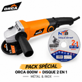 La meule 800W Orca + disc 2in1 Metal inox