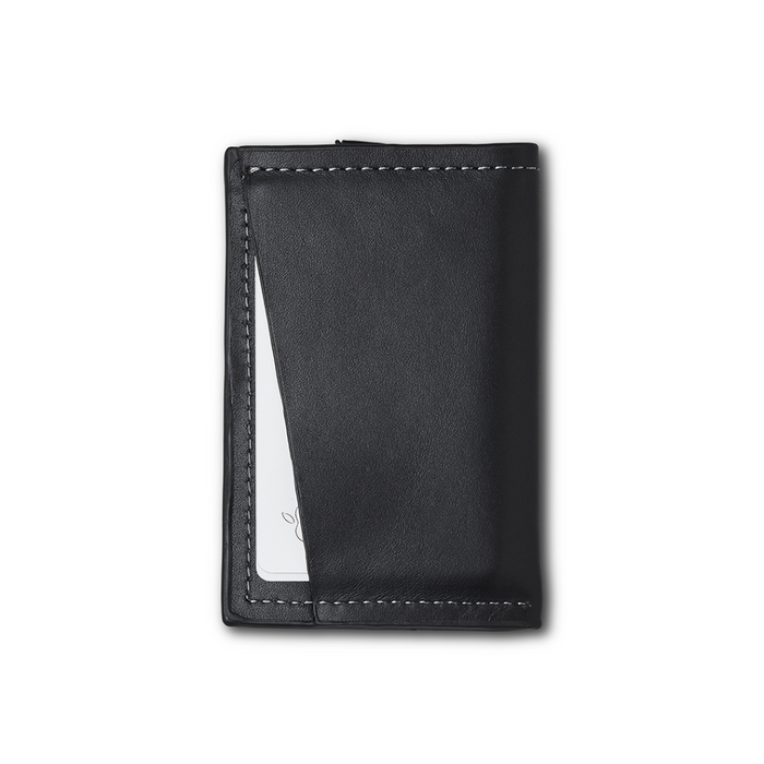 Back Facing View of Kore Essentials Slim Leather Wallet with Carbon Fiber Money Clip