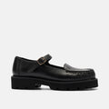 Lennox Black Leather Lug Mary Jane Loafer