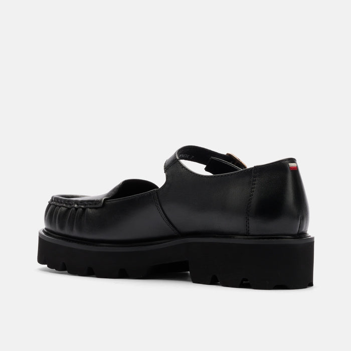 Lennox Black Leather Lug Mary Jane Loafer