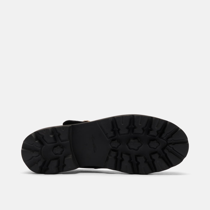 Lennox Black Leather Lug Mary Jane Loafer