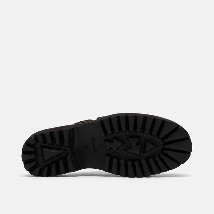 Lexi Black Leather Double Buckle Mule