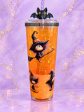Little Witch Halloween Snow Globe Tumbler - 24 oz