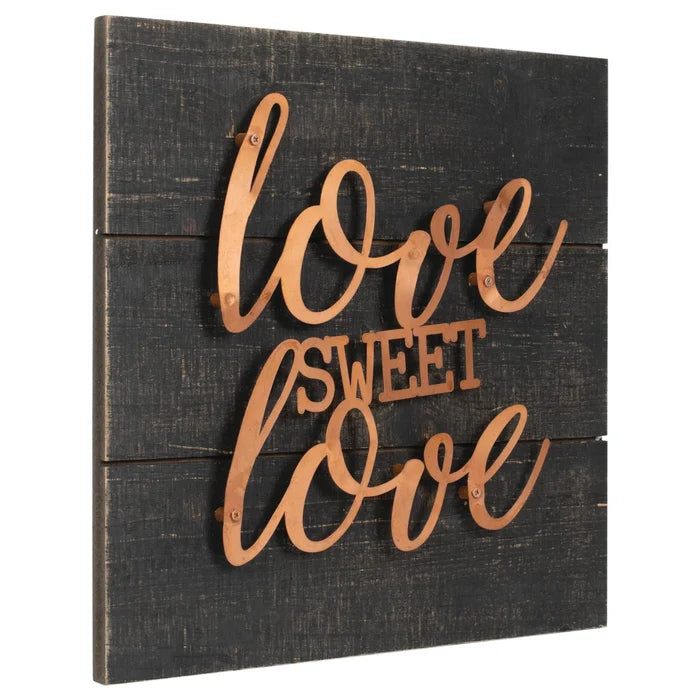 Love Sweet Love Copper Metal Mdf Wall Plaque
