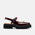Luna Wine Leather Mary Jane Lug Slingbacks