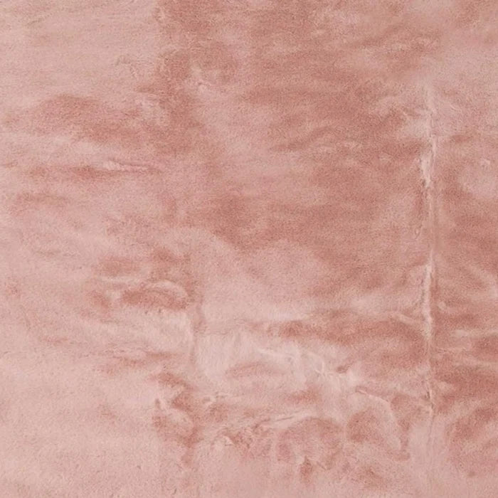Luxe Faux Rabbit Fur Rectangular Rug 3' X 5'   - Blush Pink