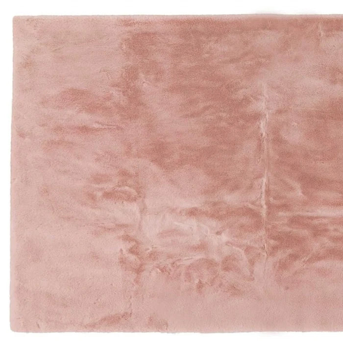 Luxe Faux Rabbit Fur Rectangular Rug 3' X 5'   - Blush Pink