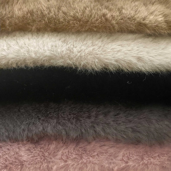Luxe Faux Rabbit Fur Rectangular Rug 3' X 5'   - Blush Pink