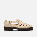 Magellan Cream Crocskin Leather Lug Fisherman Sandals