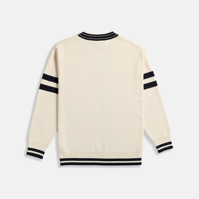 Marc Nolan Cream/Navy Varsity Sweater - Unisex