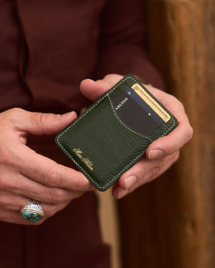 Marc Nolan Dogs Leather Card Holder - Dark Green