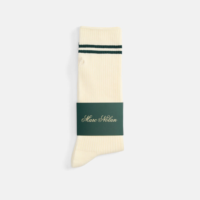 Marc Nolan Double Stripe Cream Socks