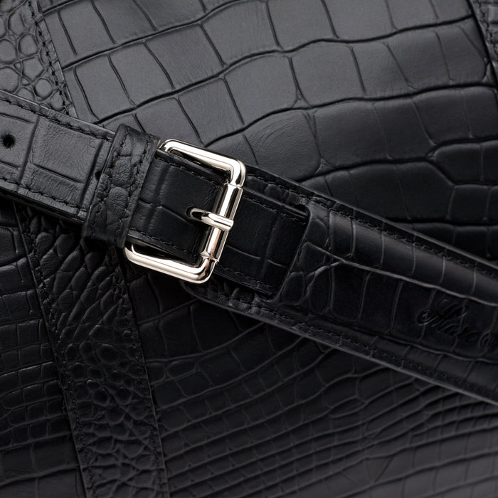 Marc Nolan Large Weekender Duffle Bag - Black Crocskin