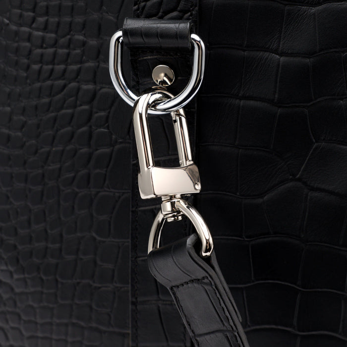 Marc Nolan Large Weekender Duffle Bag - Black Crocskin