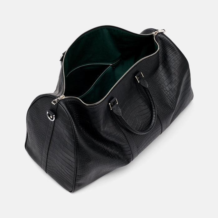 Marc Nolan Large Weekender Duffle Bag - Black Crocskin