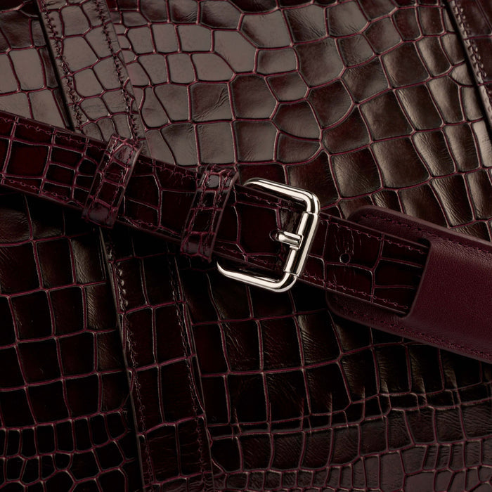 Marc Nolan Large Weekender Duffle Bag - Burgundy Crocskin