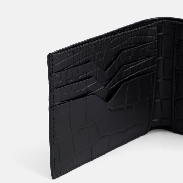 Marc Nolan Leather Bi-Fold Wallet - Black Crocskin