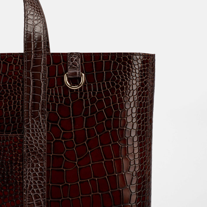 Marc Nolan Tote - Brown Crocskin Leather
