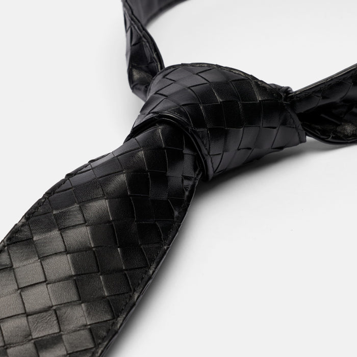 Marc Nolan Woven Leather Tie - Black