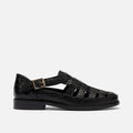 Mariner Black Crocskin Leather Fisherman Sandals