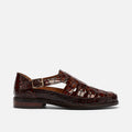Mariner Brown Crocskin Leather Fisherman Sandals