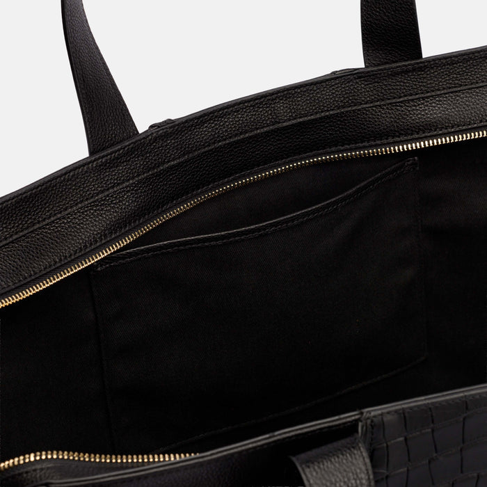 Marissa Structured Tote - Black Croc Leather