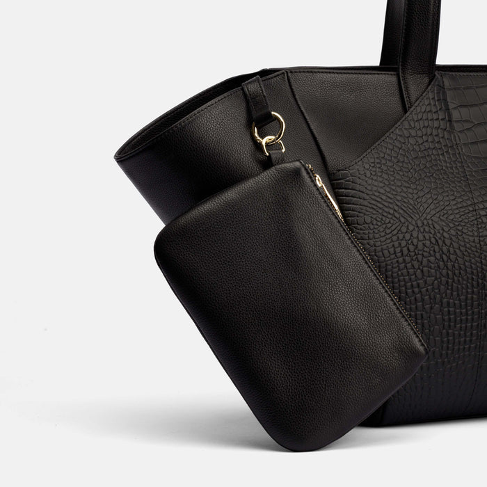 Marissa Structured Tote - Black Croc Leather