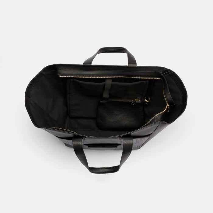 Marissa Structured Tote - Black Croc Leather