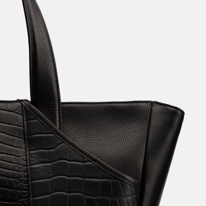 Marissa Structured Tote - Black Croc Leather