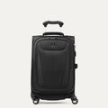 Front view of Maxlite 5 Carry-On Expandable Spinner in Black, equipped with smooth 4-wheel spinners and ergonomic top handle.