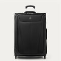 Front view of Travelpro Maxlite 5 Medium Check-In Rollaboard in Black, featuring a lightweight design, PowerScope Lite handle, and two high-performance ball bearing wheels