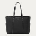 front view of black travelpro maxlite women's tote showing the sleek bale handles and travelpro logo on a clean white background.