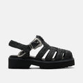 Maya Black Crochet Lug Fisherman Sandals