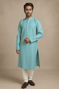 Men Blue Solid Straight Kurta.