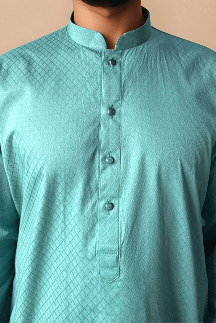 Men Blue Solid Straight Kurta.