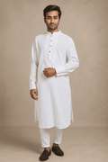 Men White Solid Straight Kurta With Trouser.
