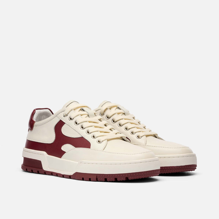 Men's Club Court Leather Tennis Shoe - White/Burgundy