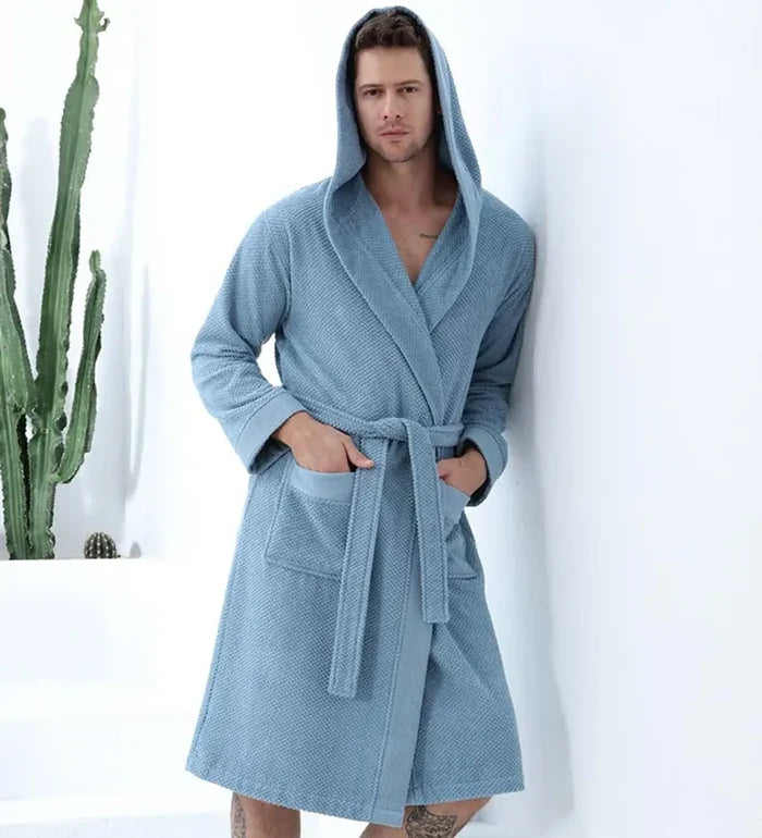 Men's Turkish Cotton Hooded Terry Bathrobe