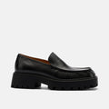 Mercer Black Leather Pleated Loafer