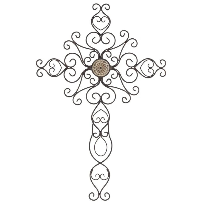 Metal Wall Cross Patina Bronze