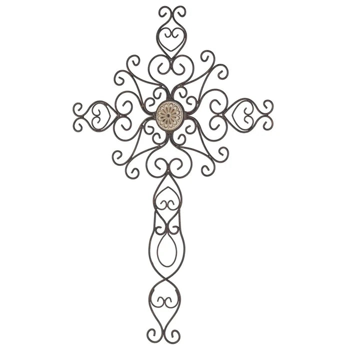 Metal Wall Cross Patina Bronze