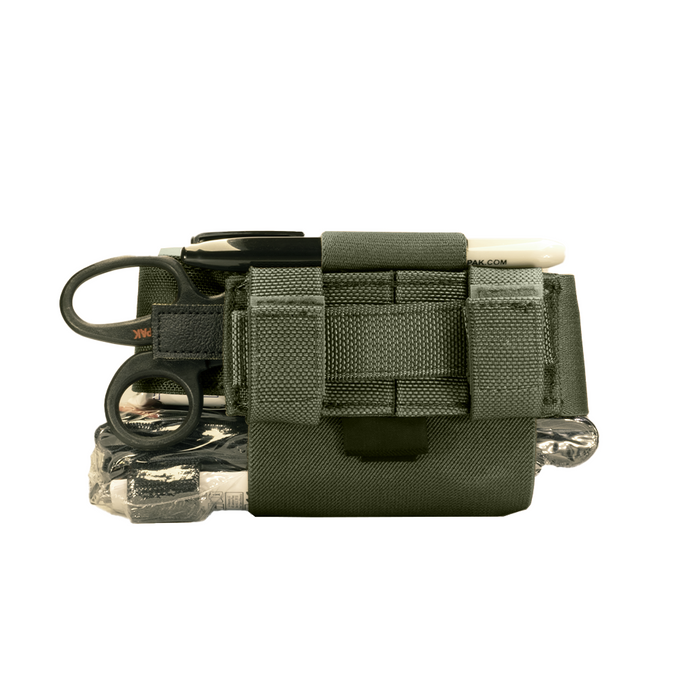 backside of Kore Essentials ranger green Micro-trauma pak