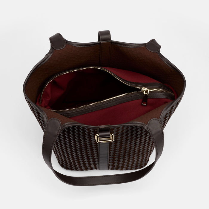 Mila Brown Woven Leather Tote Bag