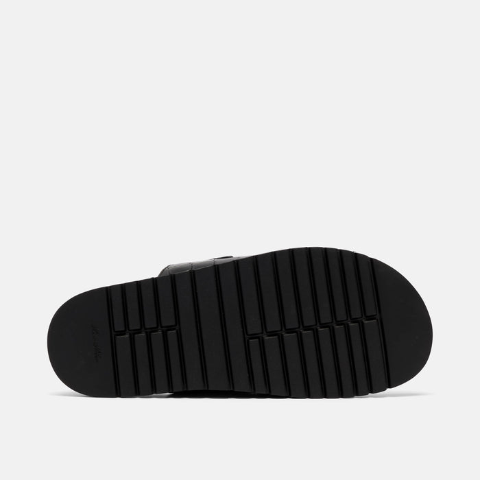 Monaco Black Crocskin Leather Strap Sandals