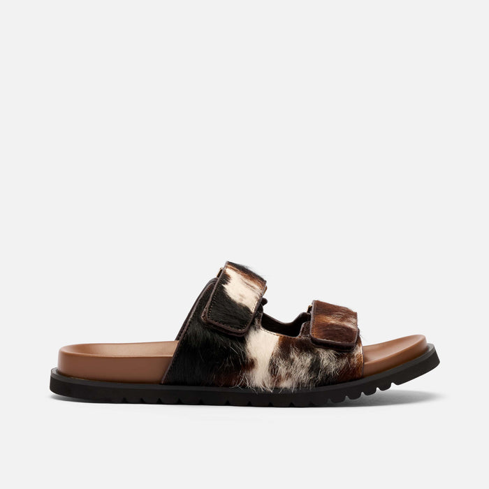 Monaco Dark Horse Pony Hair Strap Sandals