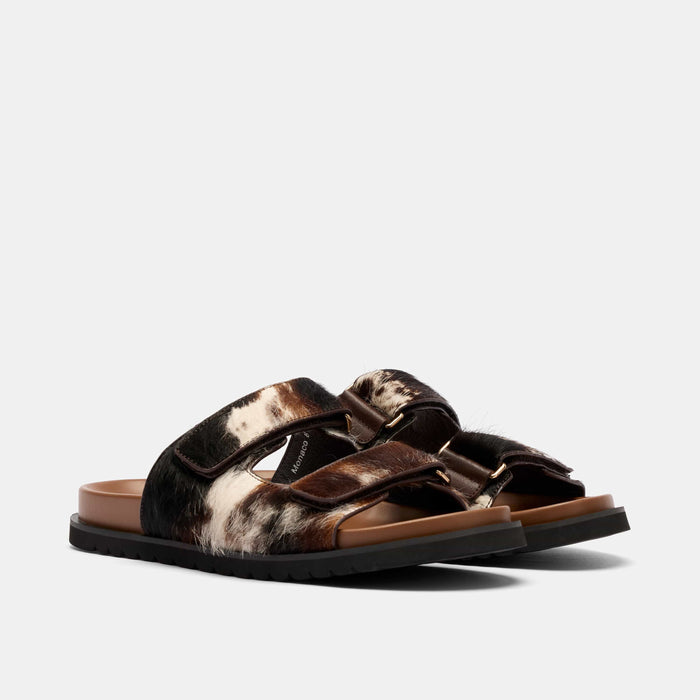 Monaco Dark Horse Pony Hair Strap Sandals