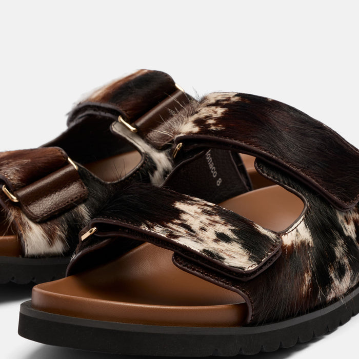 Monaco Dark Horse Pony Hair Strap Sandals