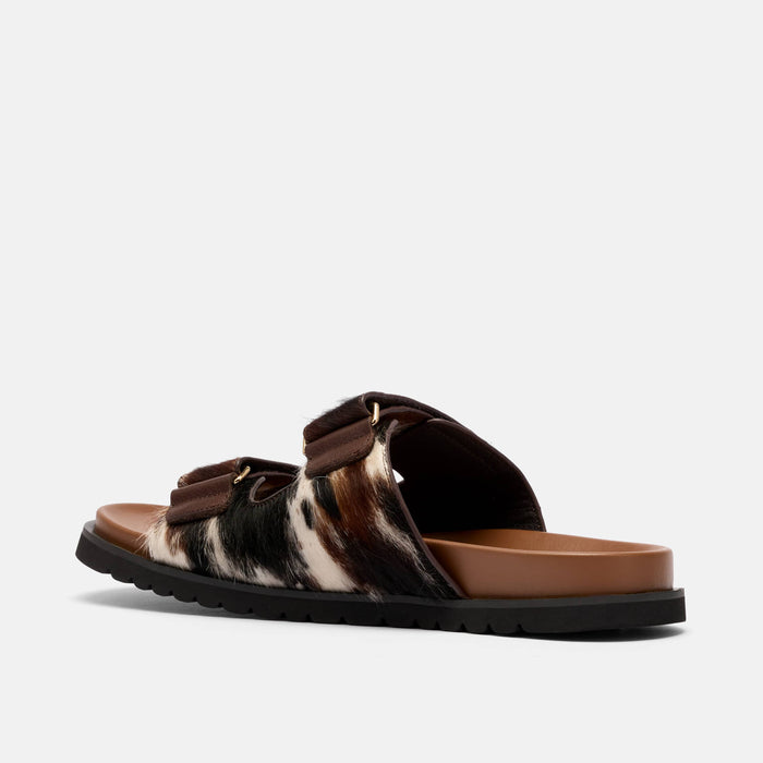 Monaco Dark Horse Pony Hair Strap Sandals