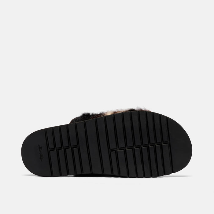 Monaco Dark Horse Pony Hair Strap Sandals